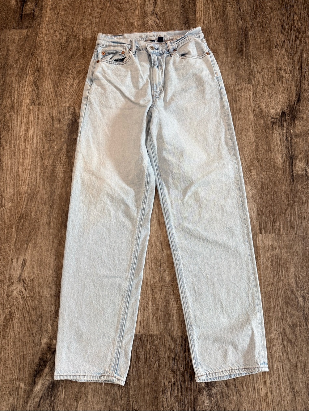 American Eagle Highest‎ Rise Baggy Straight Jeans Women 6 Light Strigid Y2K